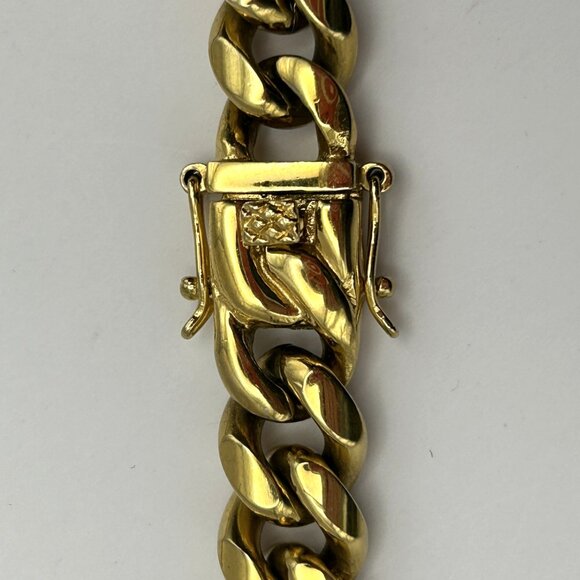 Past Midnight Heavy Gold Tone Cuban Link Necklace 18” Statement Jewelry 131g - Picture 2 of 14